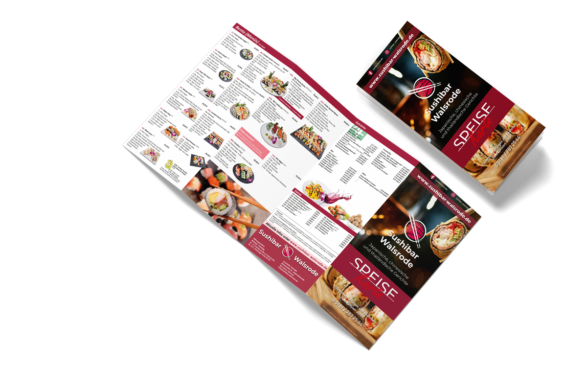 Karte zur Abholung und zum Stöbern durch verschiedene Gerichte